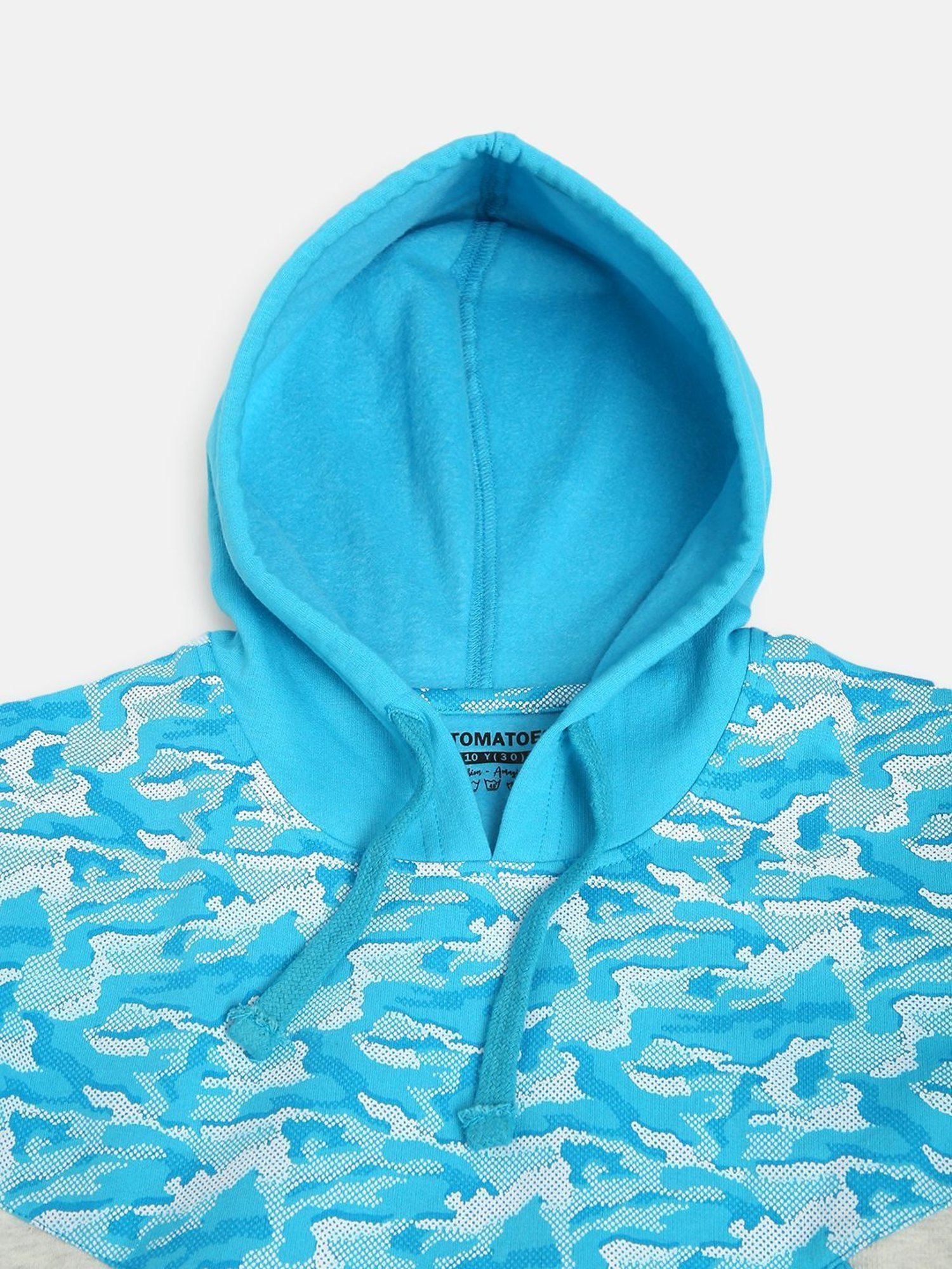 Li'l Tomatoes Kids Aqua Blue Cotton Camouflage Hoodie