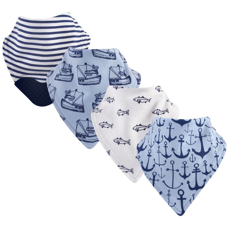 Yoga Sprout Baby Boy Cotton Bandana Bibs 4pk, Anchor, One Size