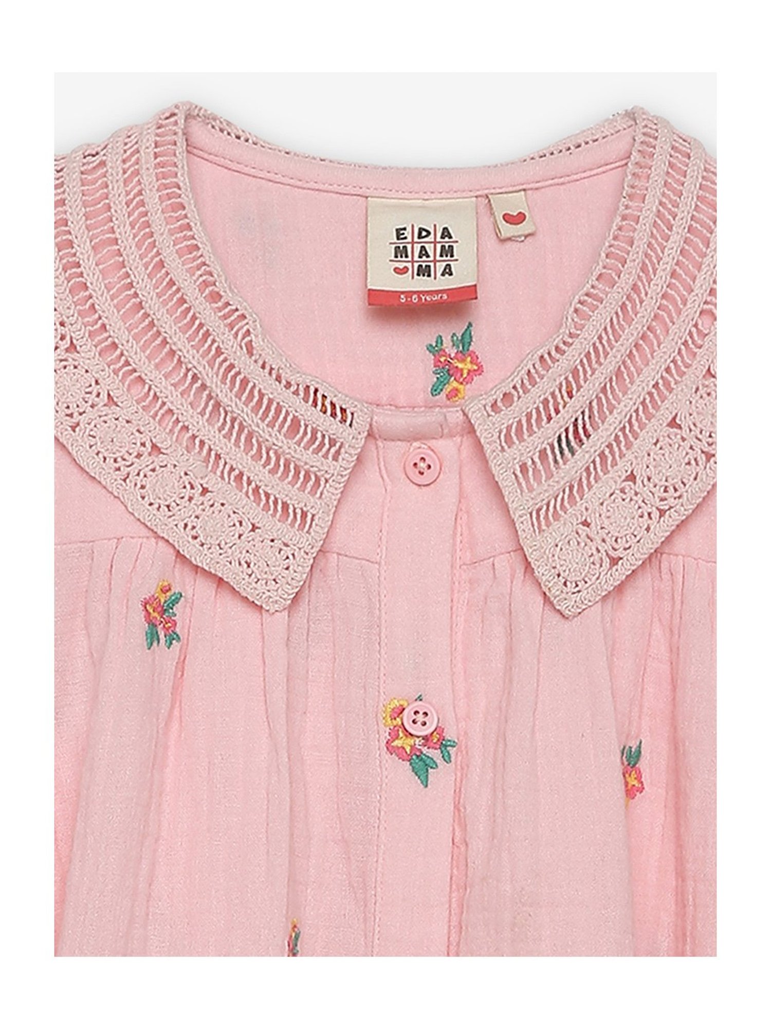 Ed-a-Mamma Kids Pink Embroidered Shirt Dress