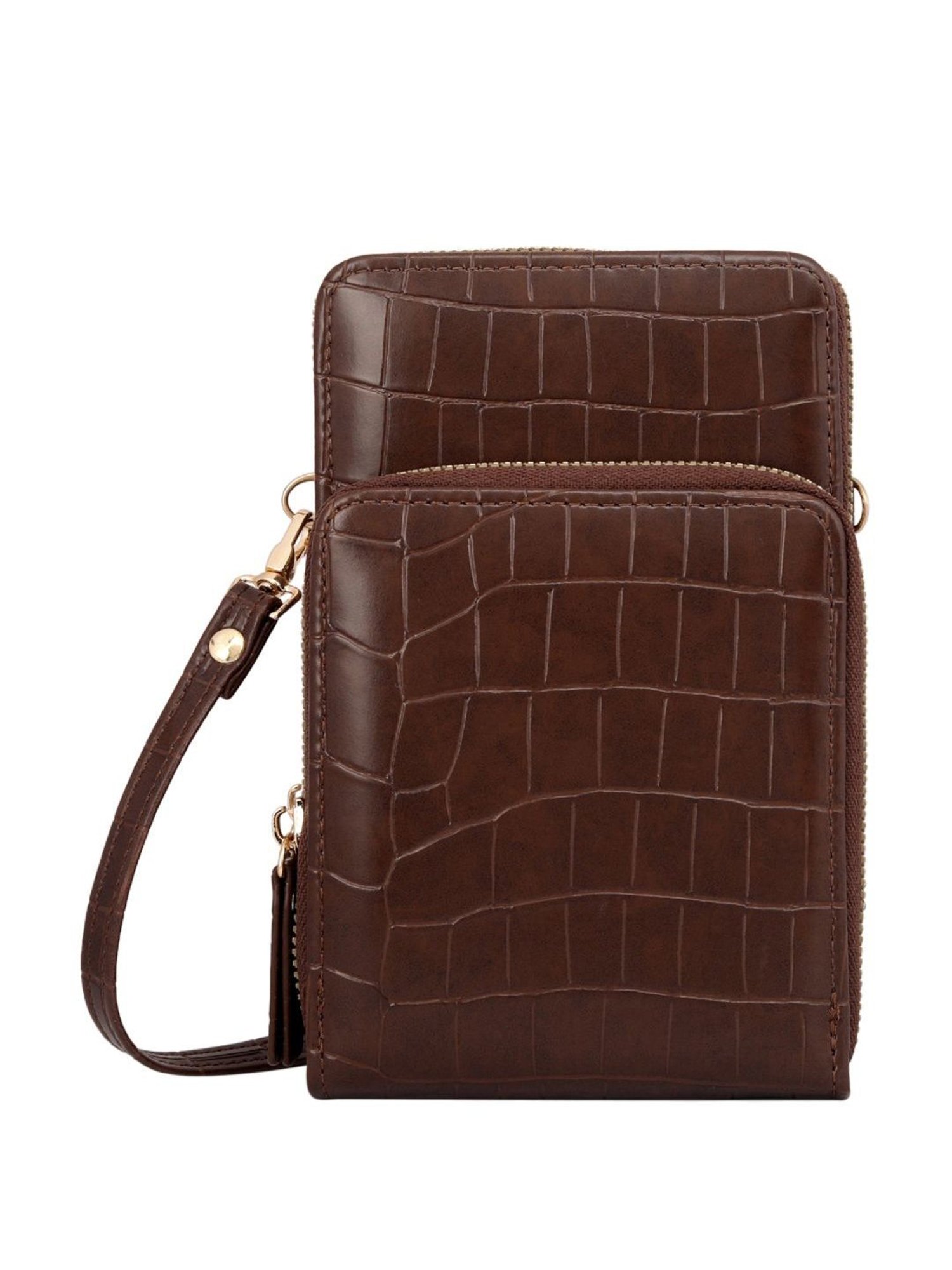 Lino Perros Brown Textured Mobile Pouch