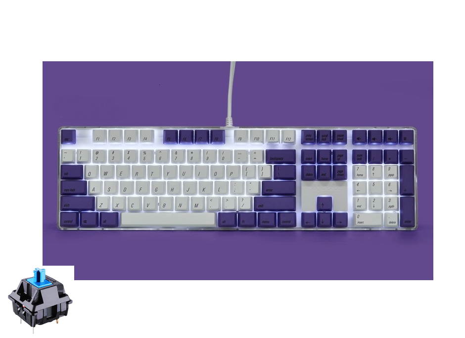 Qisan Magicforce N-key Rollover  Mechanical Keyboard Gaming Keyboard Cherry MX Brown  100% Full Size 108 Keys with White Backlight Case,PBT Keycaps