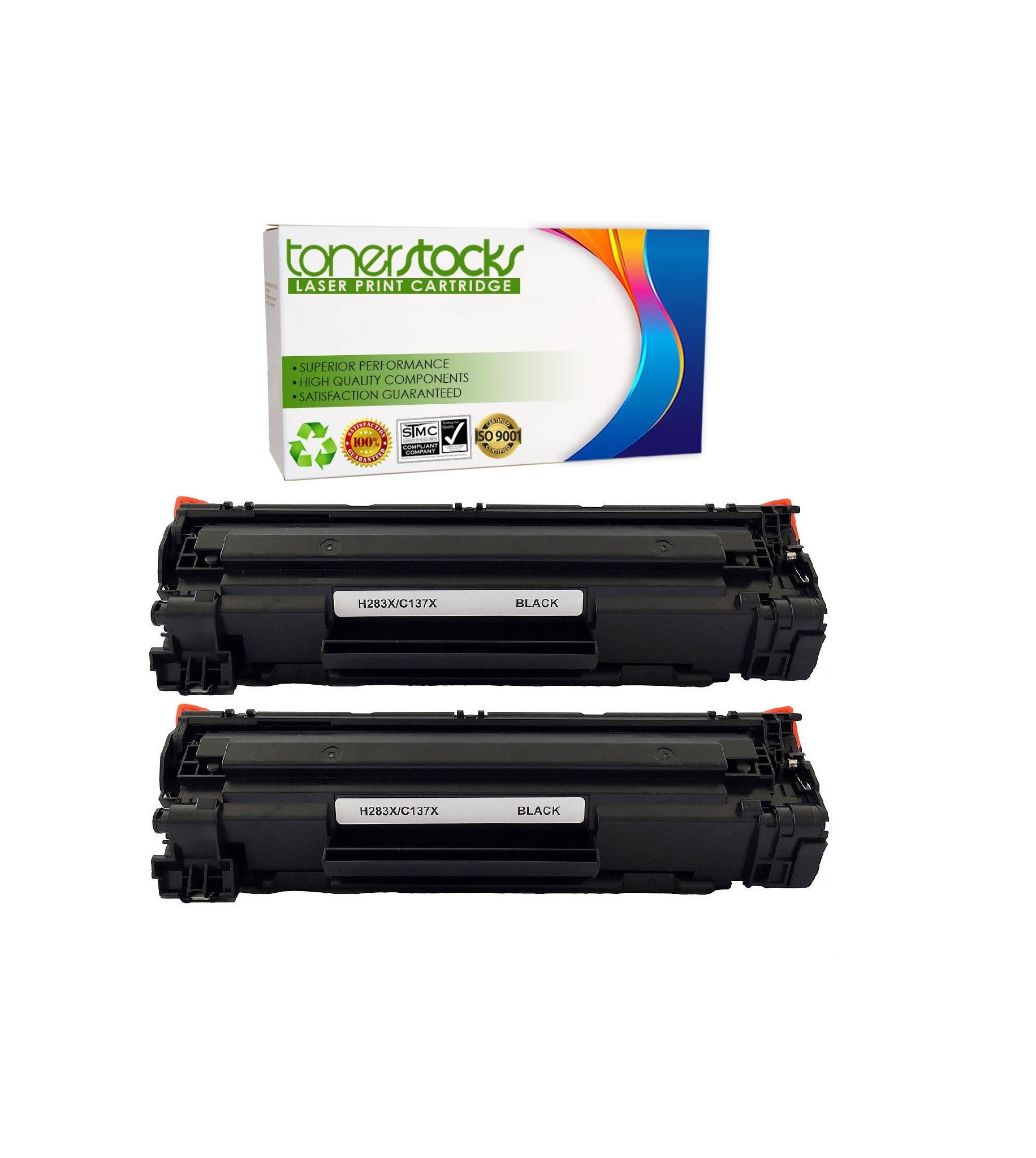 Tonerstocks 2 Pack New Replacement for HP CF283X 83X Toner Cartridge for use with HP Laserjet pro M225dn M225dw M201n M201dw