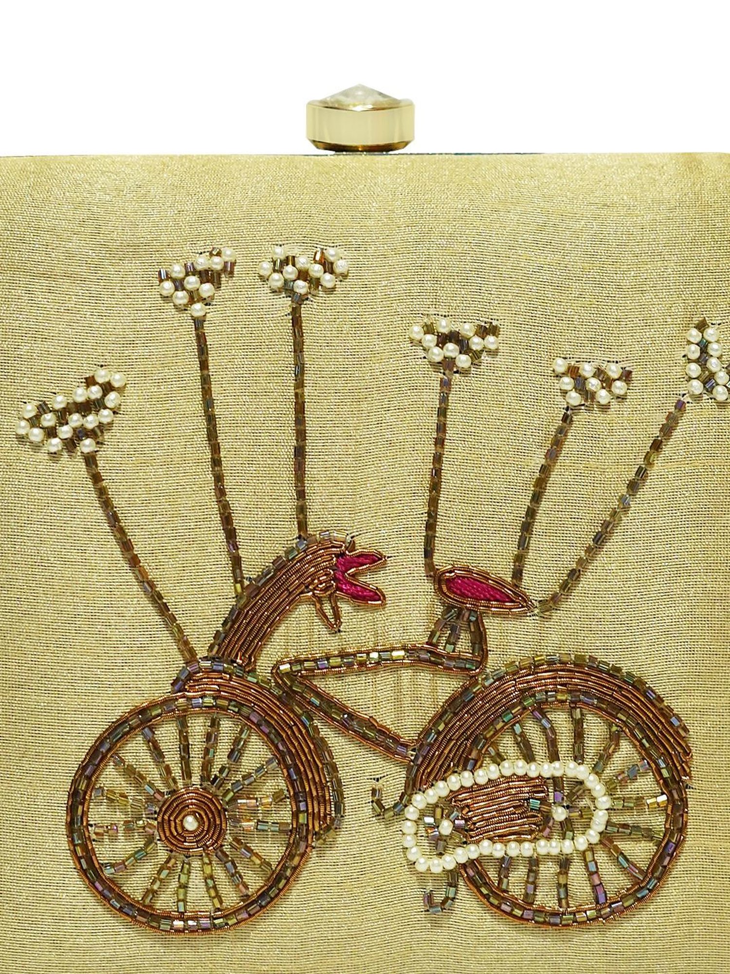 Horra Light Gold Embellished Clutch