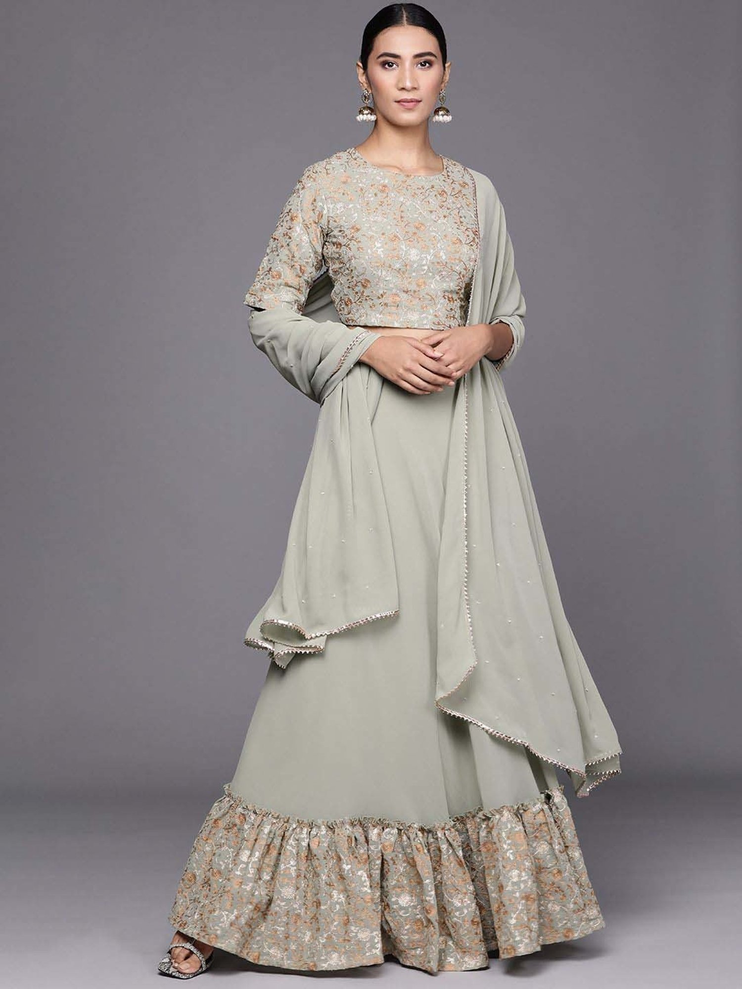 studiorasa Purple Hand Block Print Lehenga Set