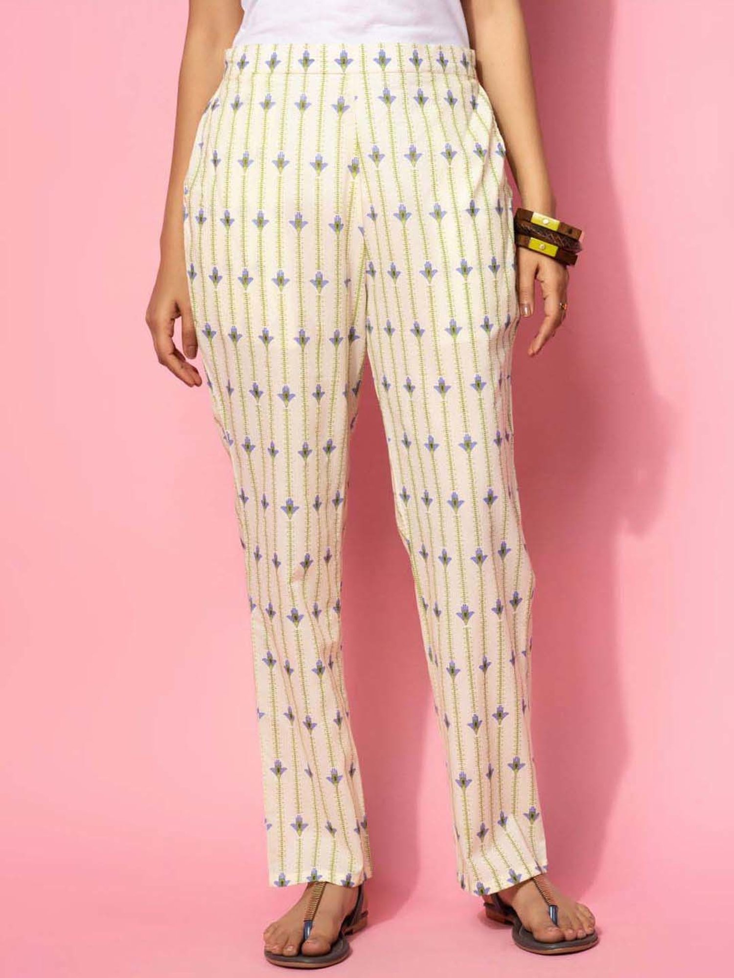 Libas Cream Printed Cotton Co-Ords