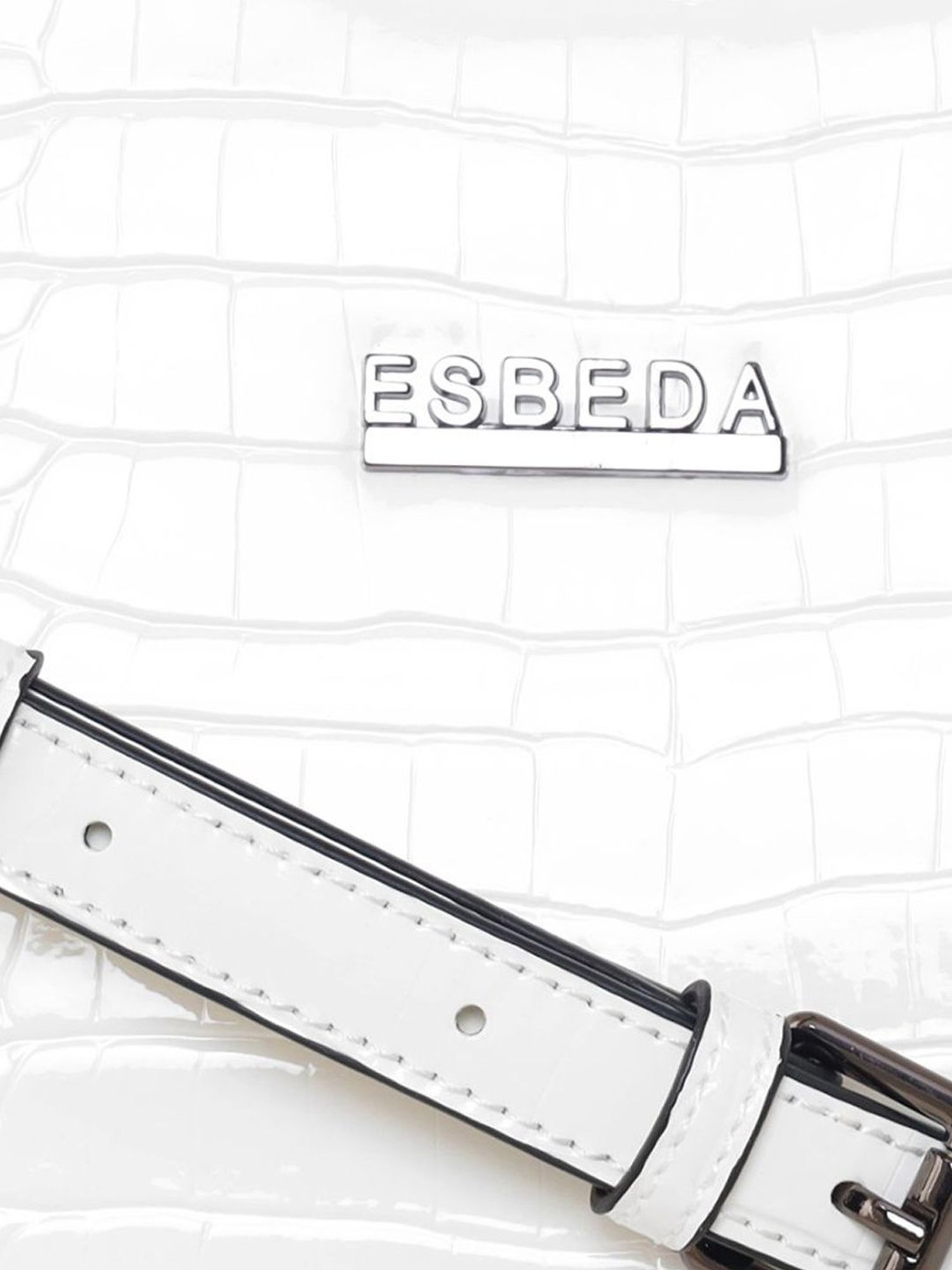 Esbeda Glossy White PU Textured Handbag