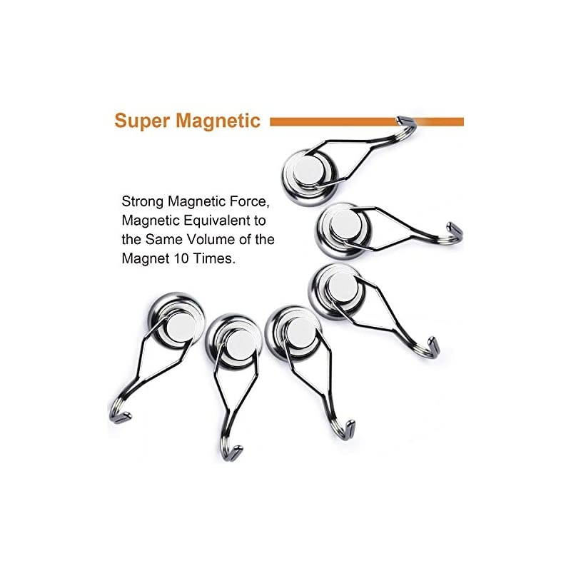 60LBS Swivel Swing Magnetic Hooks, Neodymium Magnet Hooks - Great for Your Refrigerator and Other Magnetic Surfaces 67.5mm(2.66in) in Length - Pack of 8