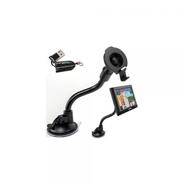 ChargerCity 8inch Bendy Suction Car Holder Mount for Garmin Nuvi 2457 2497 2539 2557 2558 2559 2577 2589 2597 2598 2599 2639 2689 2699 42 44 52 54 55 56 57 58 67 68 LM LMT LMTHD GPS (010-11983-00)