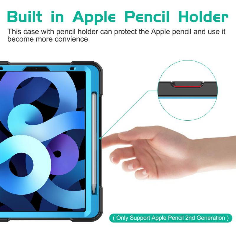 Donwell For iPad Air 4th Gen 10.9 inch 2020,For Apple iPad Air (2020)/Apple iPad Air (4th Generation) /Apple iPad Air 10.9'' 2020 Shockproof TPU Pencil Holder Kickstand Case Cover