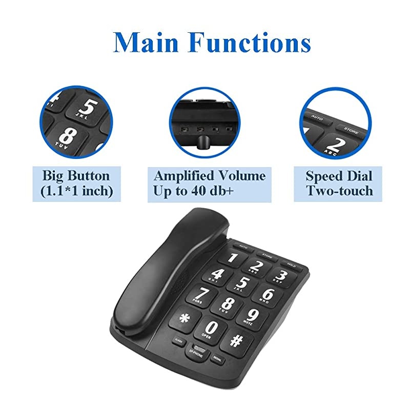 P02 Amplified Large Button Corded Phone for Senior