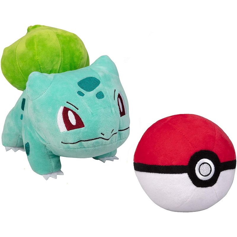 Jazwares Pokemon Bulbasaur 8" Plush with Soft Pokeball, Set of 2