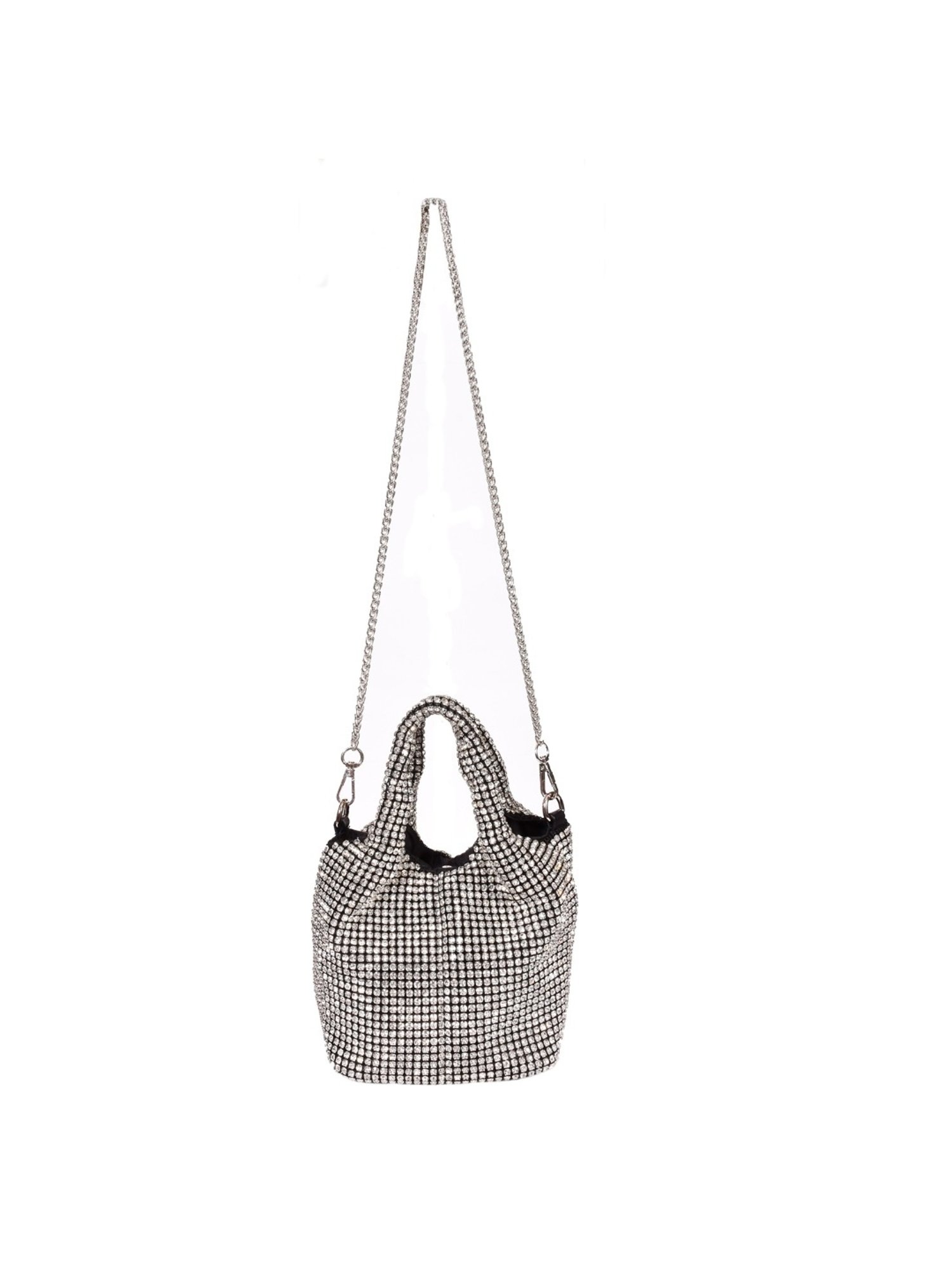 SASSORA RIM Silver Leather Embellished Medium Handbag