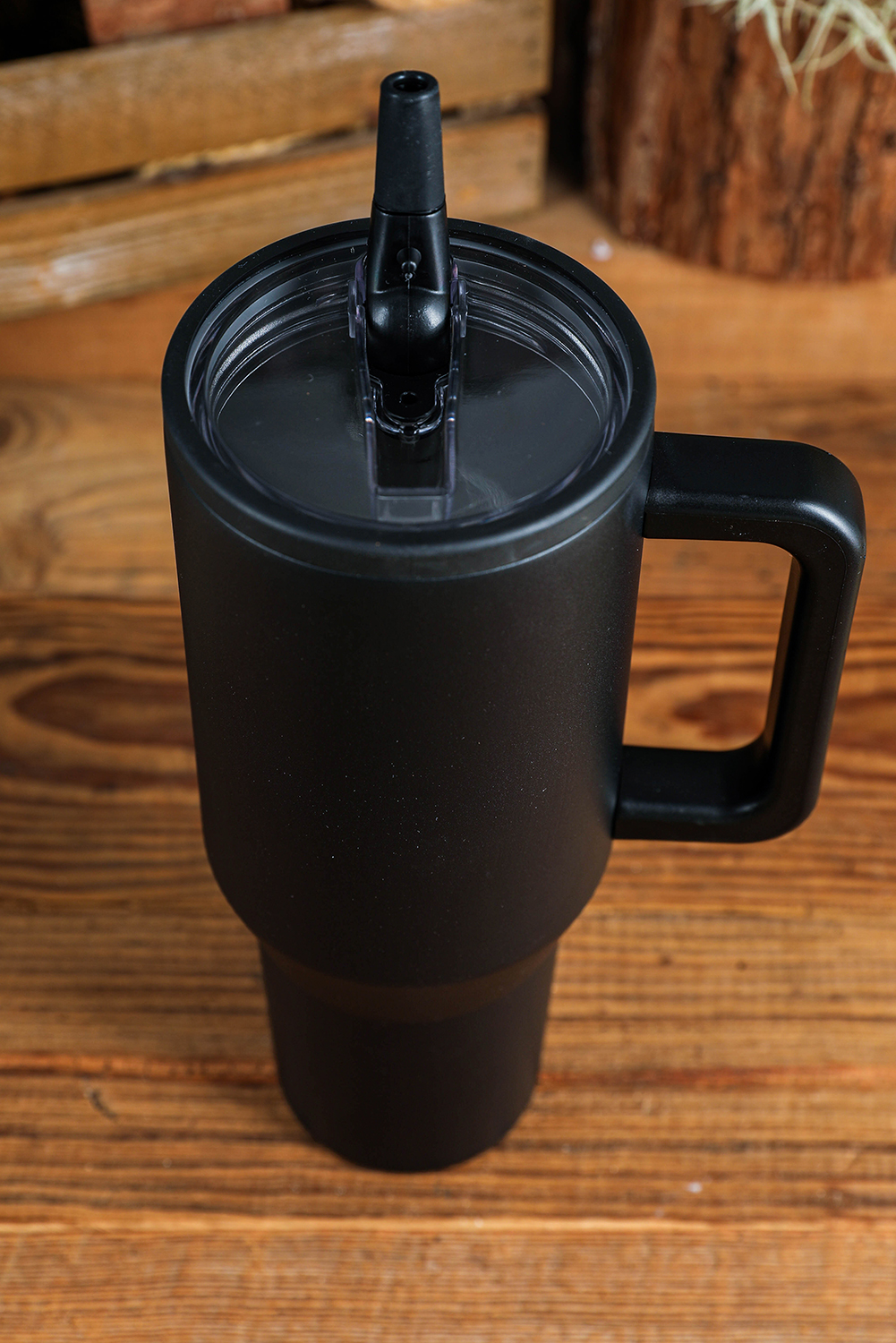 Pink Checkered Print Handled Stainless Steel Tumbler Cup