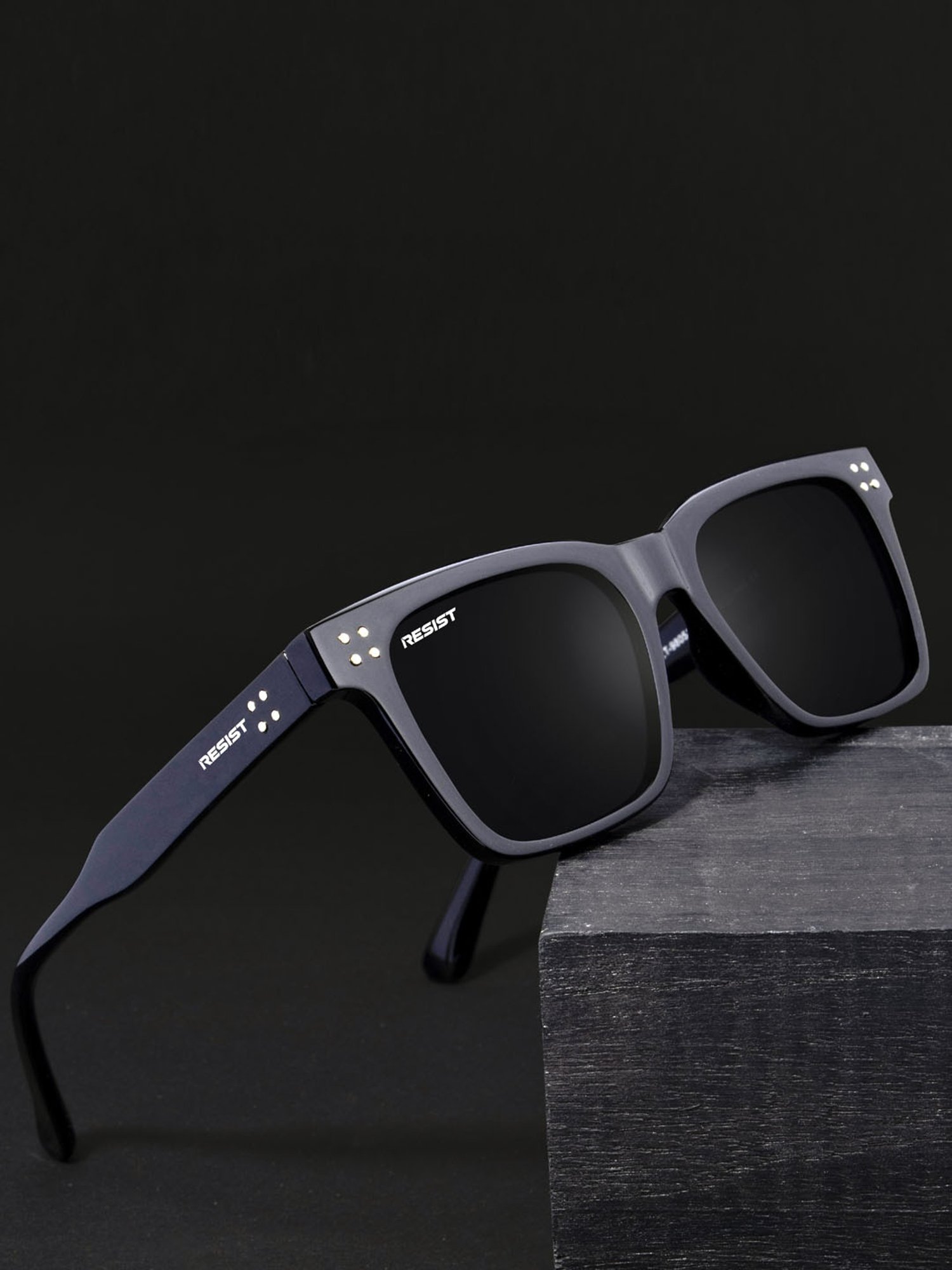 Resist Eyewear Black Square UV Protection Unisex Sunglasses