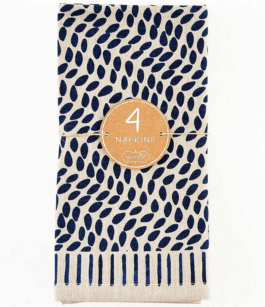 Mud Pie Tan Printed Chambray Napkins, Set of 4