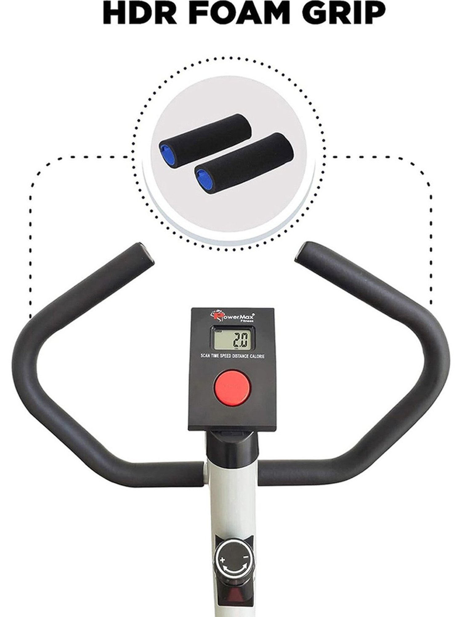 PowerMax Fitness BU-200-AL156 Upright Bike (Grey)