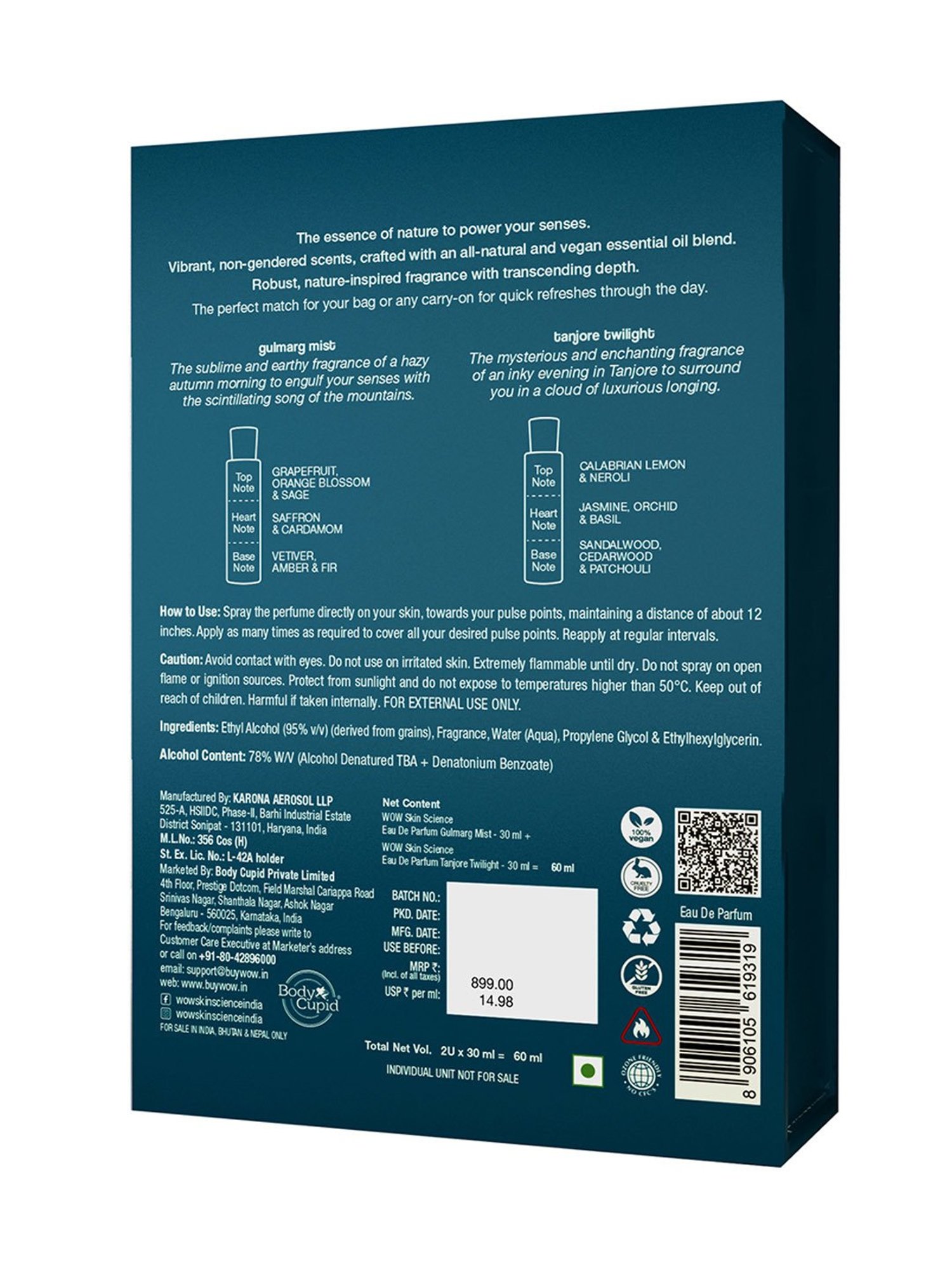 Wow Skin Science Gulmarg Mist & Tanjore Twilight Eau de Parfum