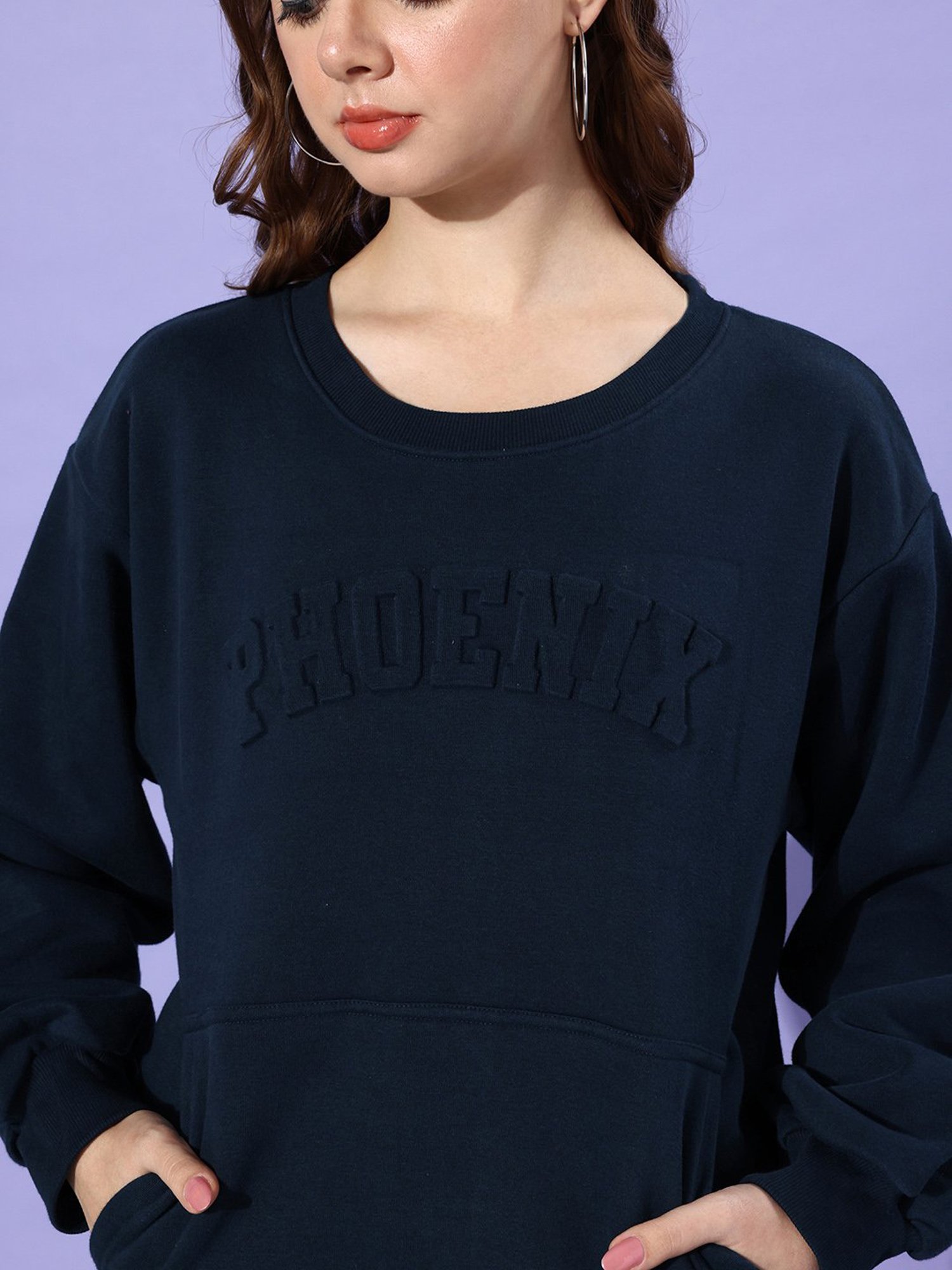 Dillinger Navy Fleece Graphic Print Oversized Sweatshirt
