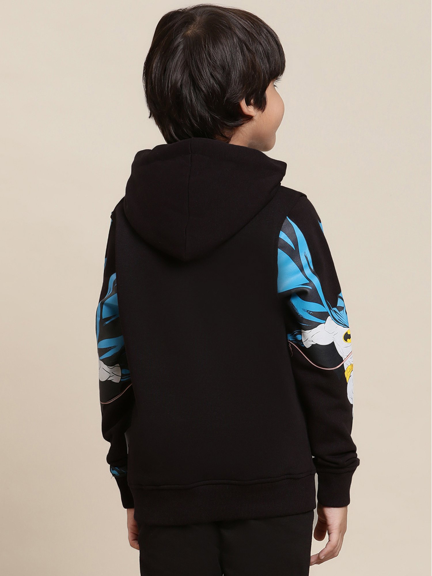 Kidsville Batman Printed Black Hoodie For Boys
