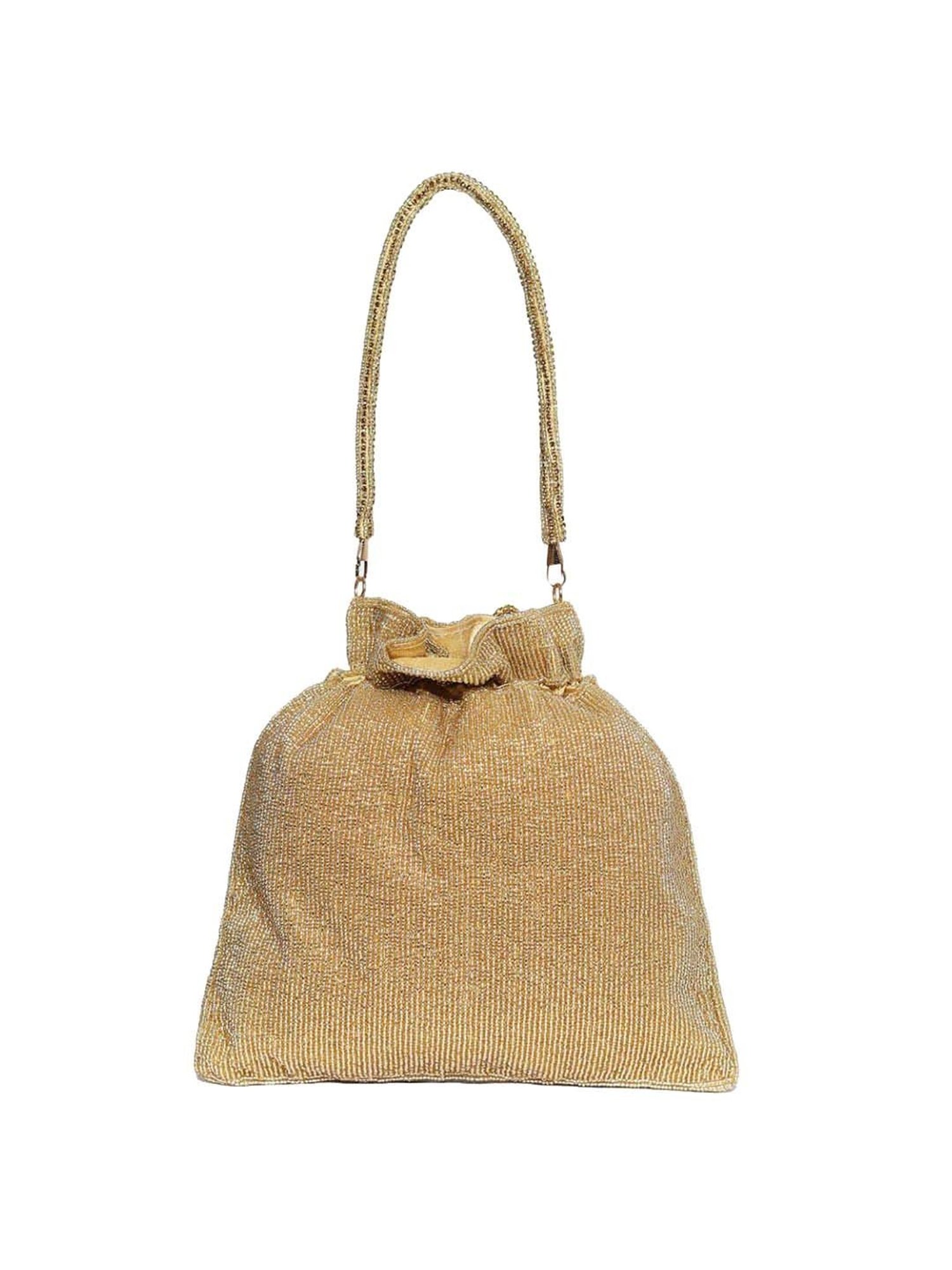 NR by Nidhi Rathi Golden Fabric Potli