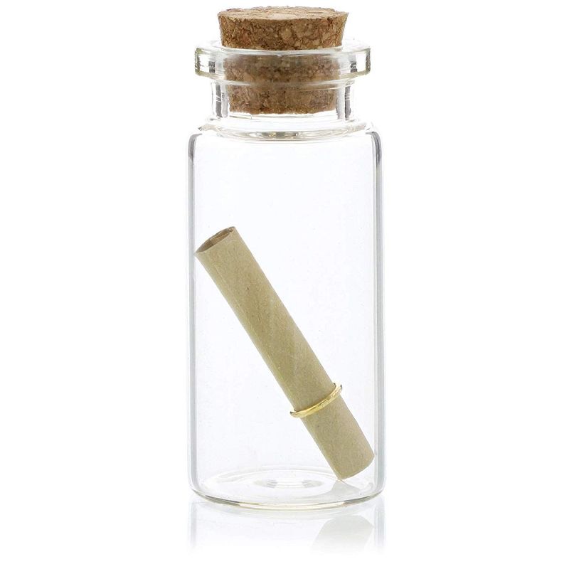 48 Pack Small Glass Jars Storage Cork Bottles with Lid Holds 10ml - Message in a Bottle, 0.5 x 2.15 Inches, Clear