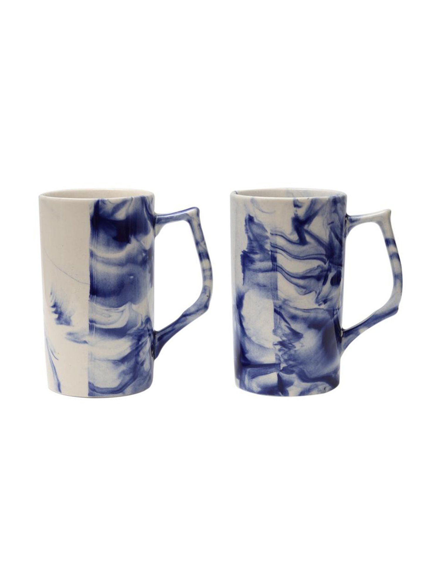 Unravel India Shades of Earth Multicolor Ceramic Beer Mug - Set of 2