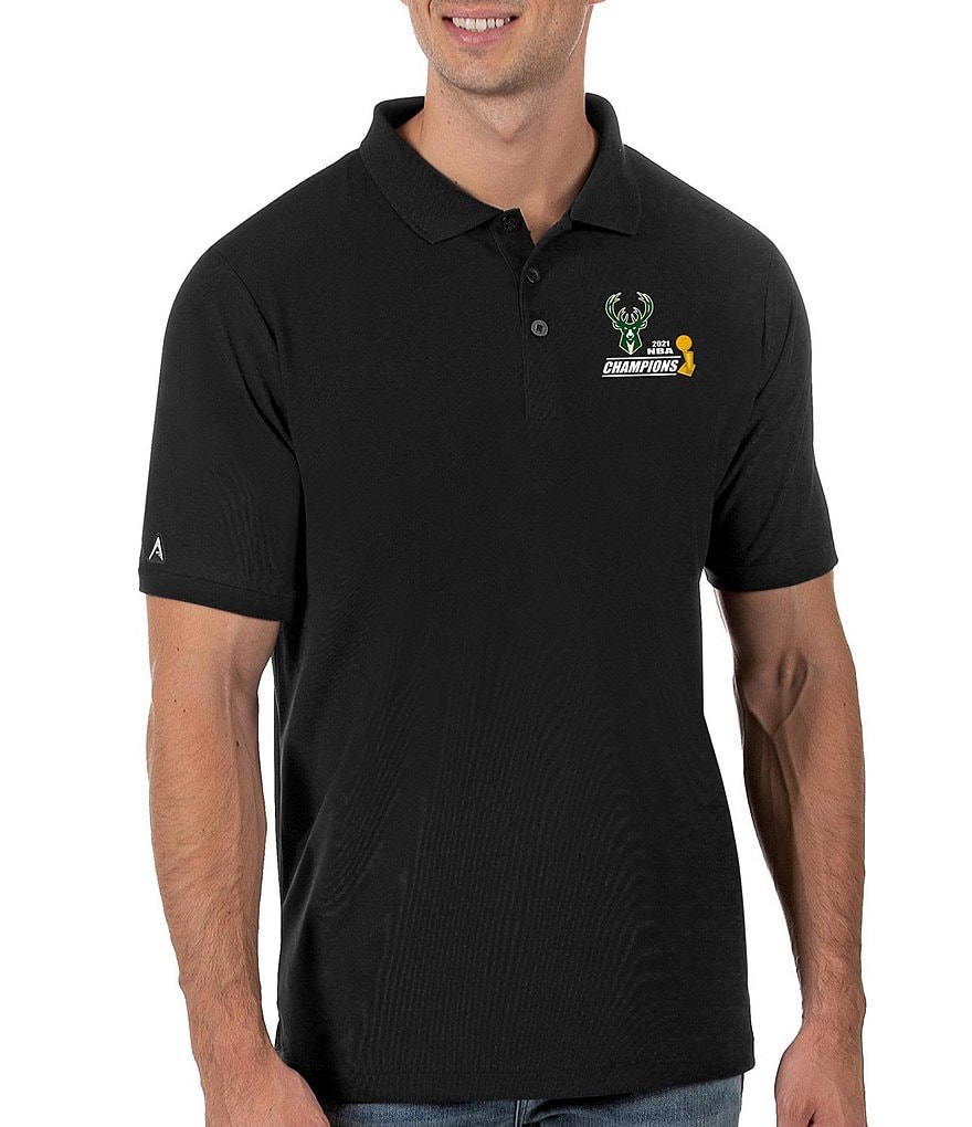 Antigua Milwaukee Bucks 2021 NBA World Champions Legacy Pique Short-Sleeve Polo Shirt