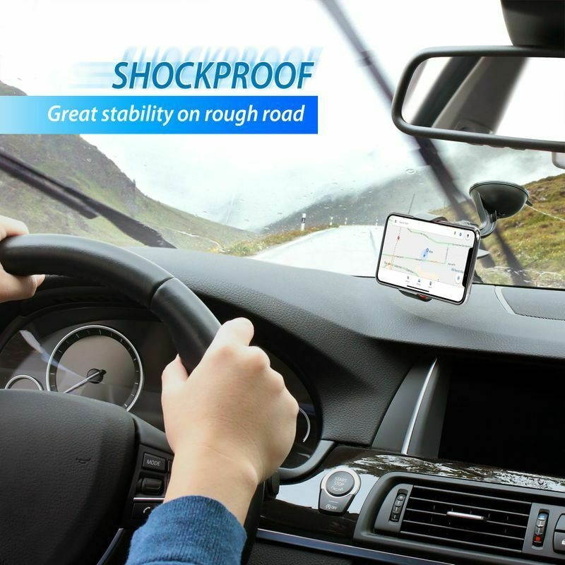 BLK 360&deg;Rotng Car Windshield Mount Holder Stand Bracket For iPhone Cell Phone