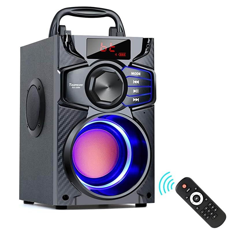 Speakers Wireless Speaker with Impressive Sound Booming Bass Wireless Stereo Pairing Portable Speaker with Party Light Support Remote Control FM Radio for Phone Computer PC Home TV