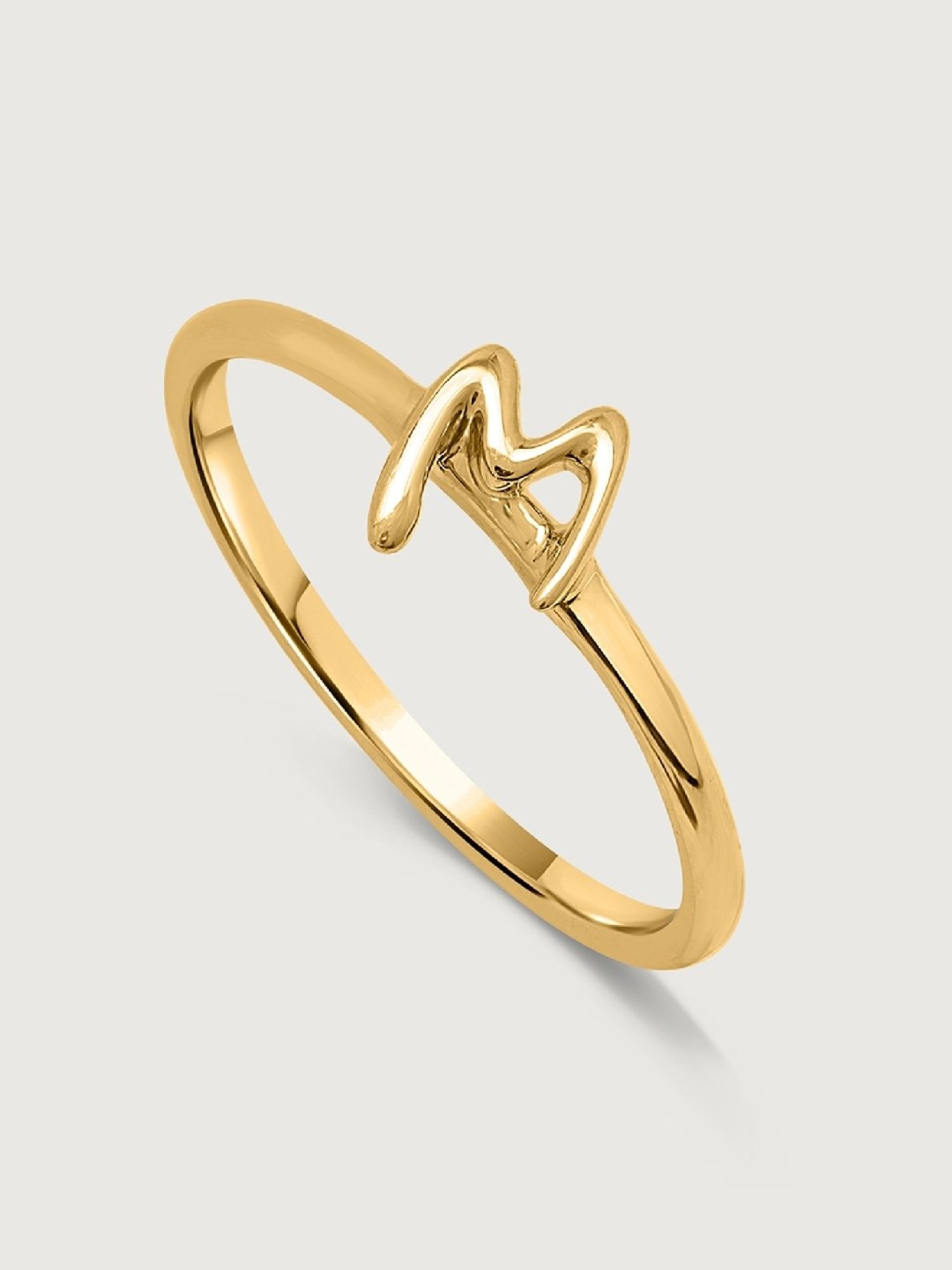 Mia by Tanishq Letter M 14k Yellow Gold Initial Ring