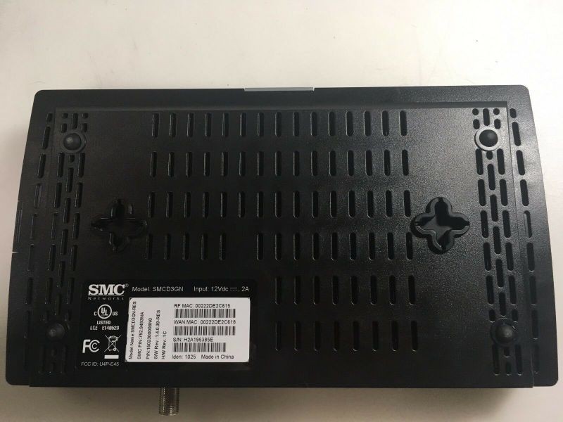 SMC SMCD3GN-RES DOCSIS 3.0 4-Port Gigabit Ethernet Wi-Fi Cable Modem w/ Adapter