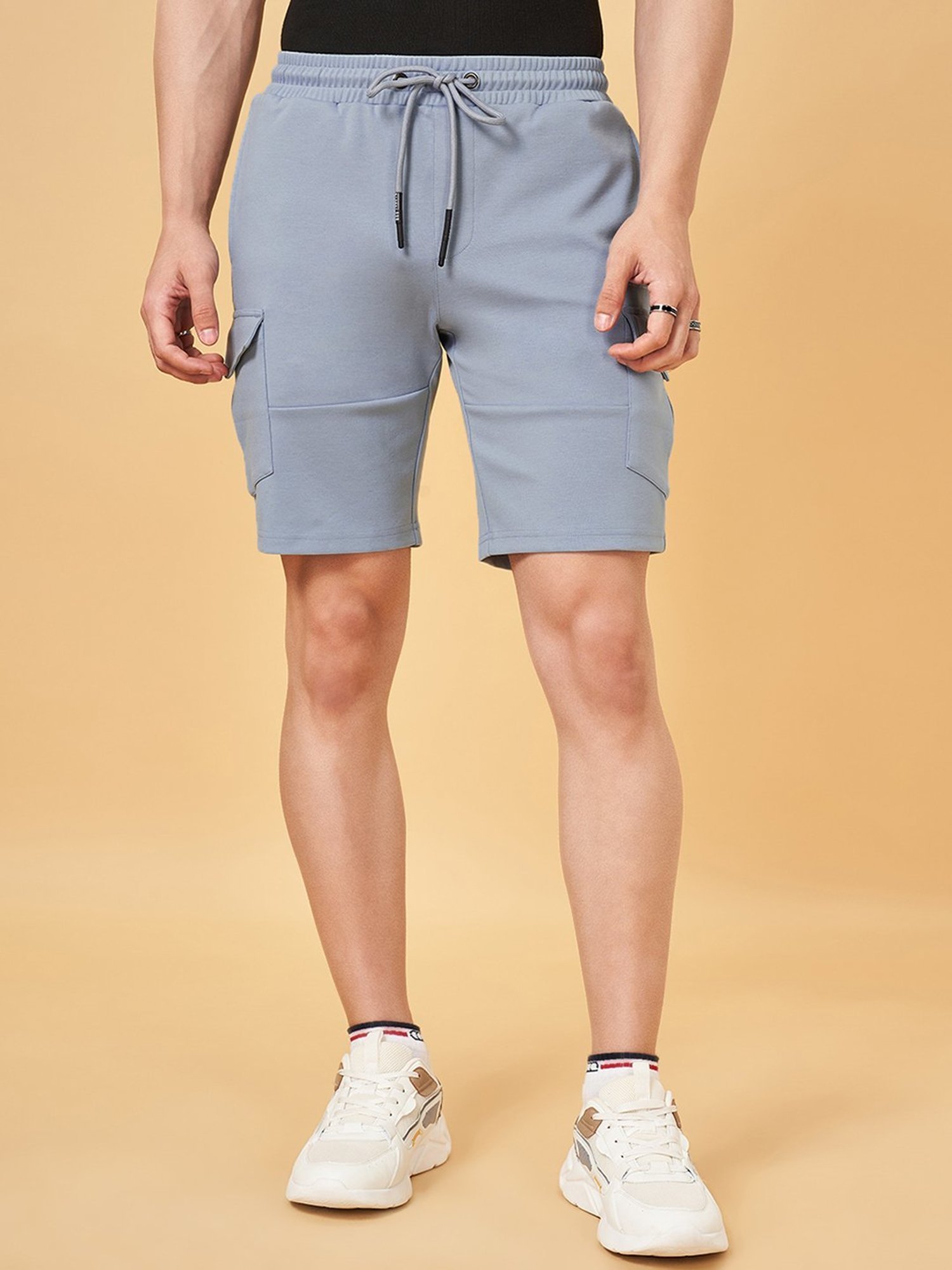 Street 808 By Pantaloons Celestial Blue Regular Fit Cargo Shorts