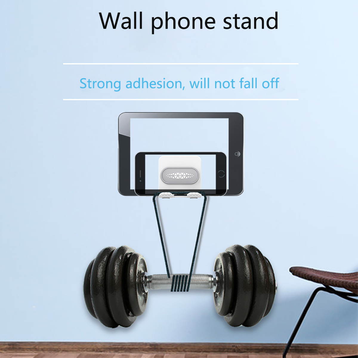Wall Mount Phone Holder Wall Phone Stand Mount with Adhesive Strip for Bathroom,Kitchen,Office and More ,Compatible with All Phones and Mini Tablet(Silver/Pink)