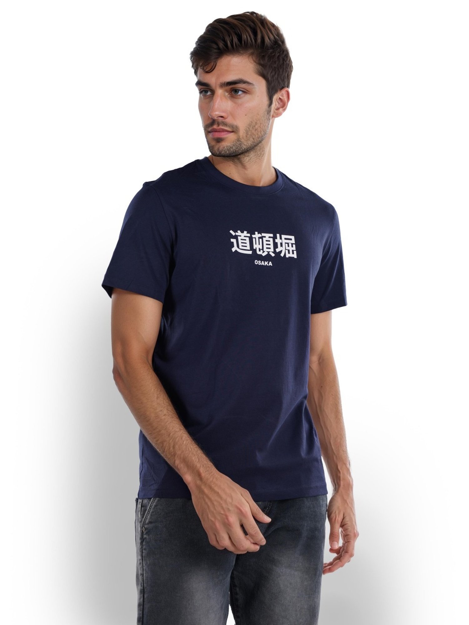 Celio* Navy Straight Fit Printed T-Shirt