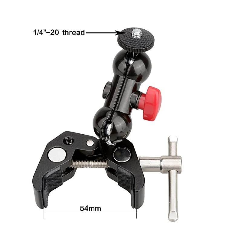 Pole Clamp Mount with Super Clamp and 360 Degree Rotating Mini Ball Head for Mini 7quot8quot Monitor