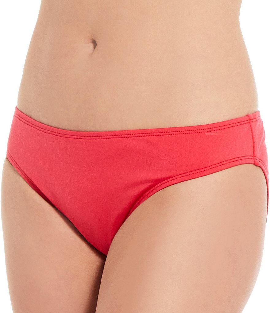 Gibson & Latimer Solid Molded Ruched Halterkini Swim Top & Classic Hipster Swim Bottom 2-Piece Set