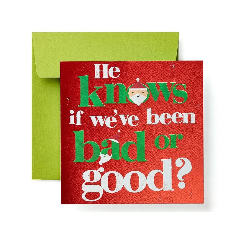 "He Knows If We've Been Bad or Good" Santa Lettering Card