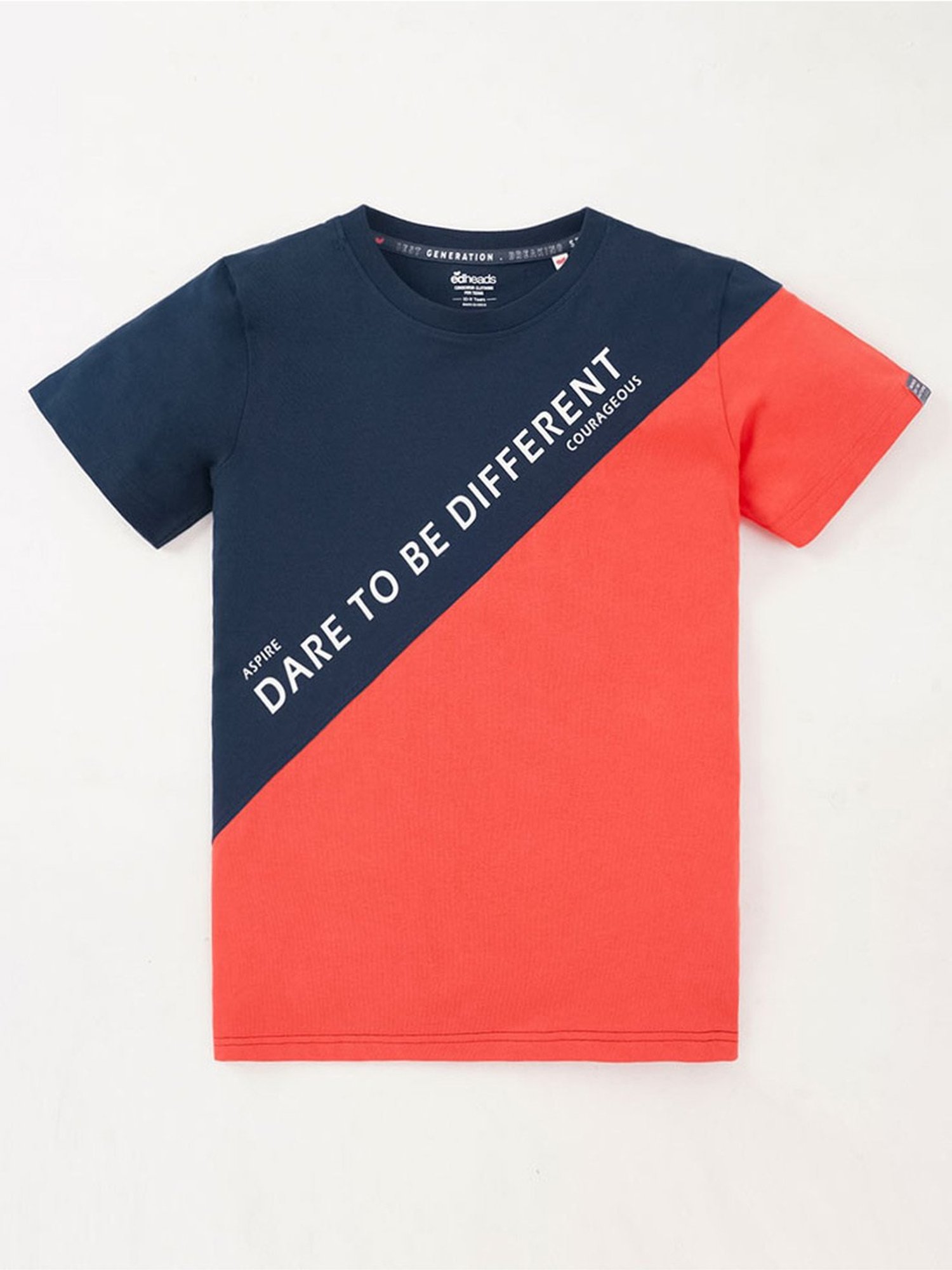 Edheads Kids Navy & Baby Pink Cotton Color Block T-Shirt