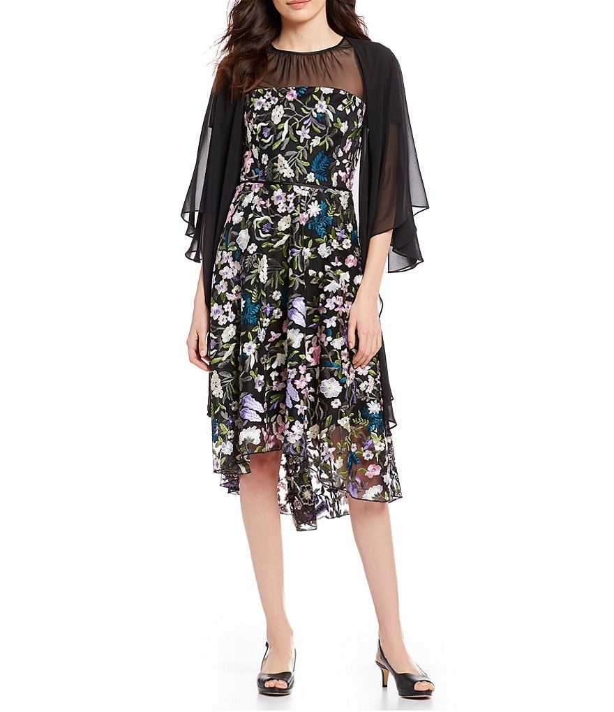 Cejon Metallic Crocheted Fringe Metallic Evening Wrap