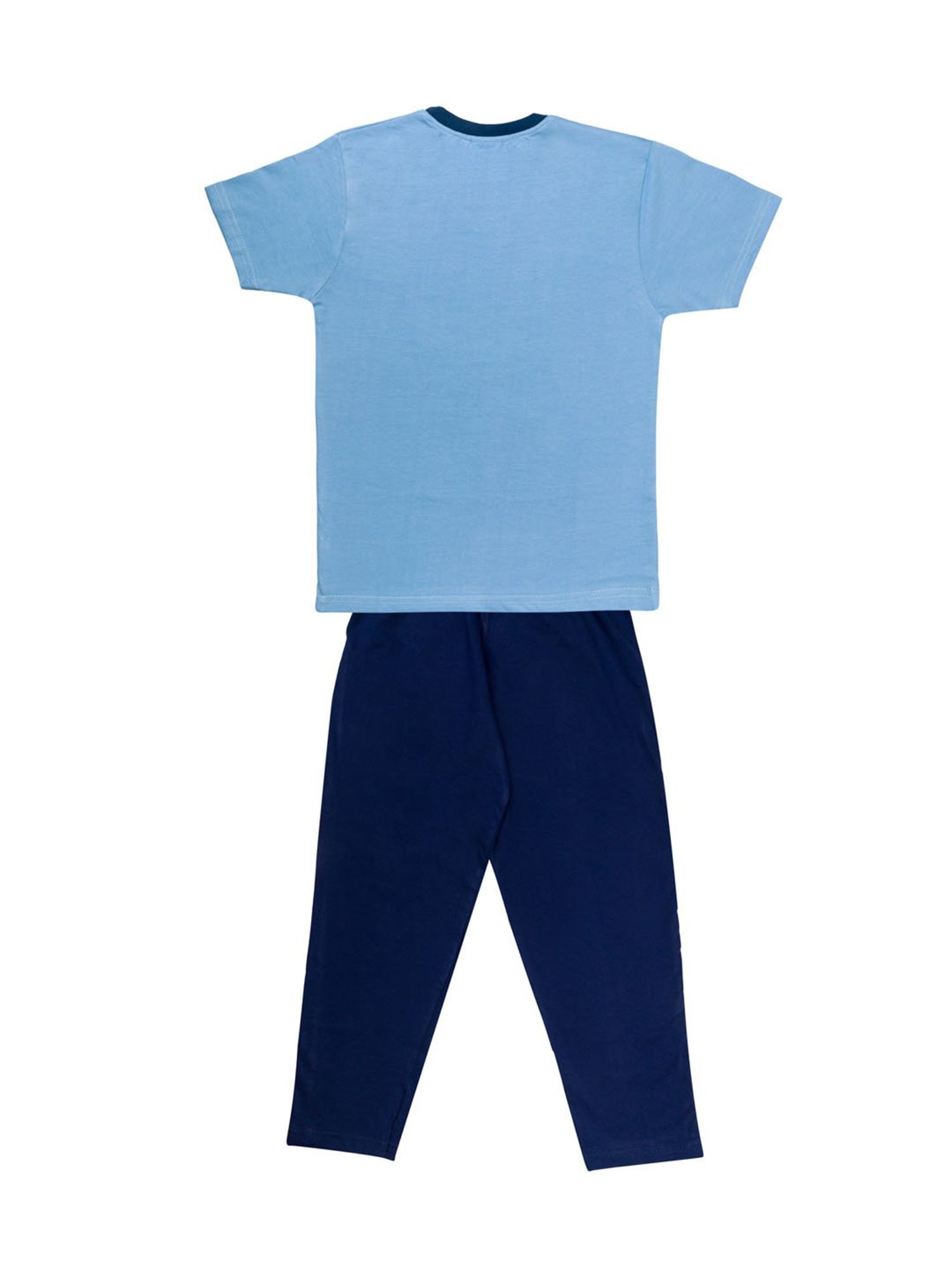 Todd N Teen Kids Printed Blue & Navy T-Shirt with Trackpants