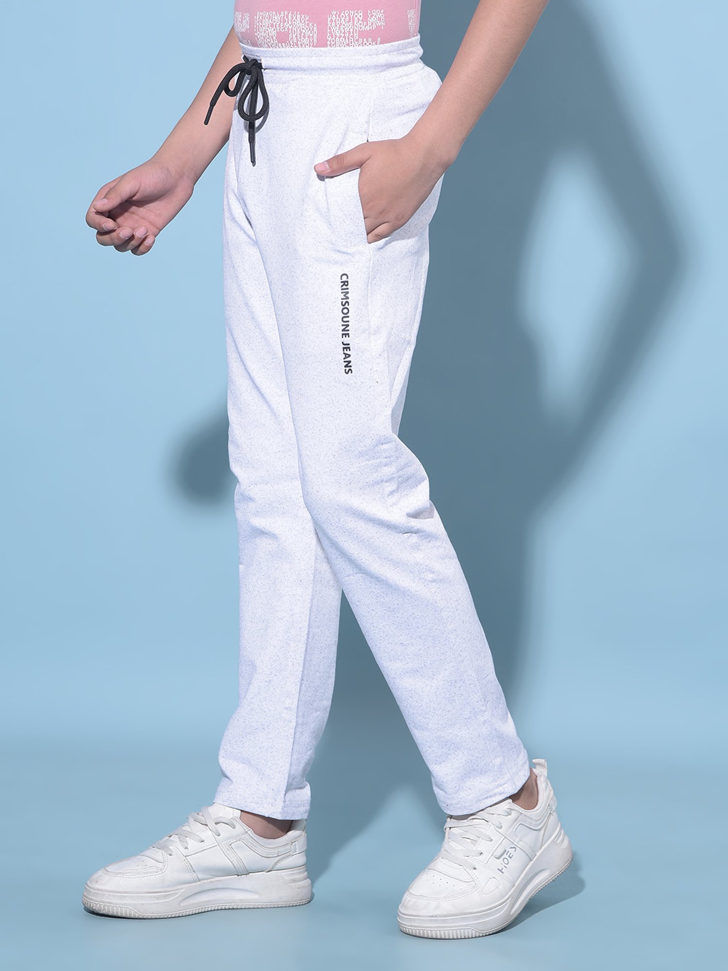Crimsoune Club Boys White Textured Trackpants