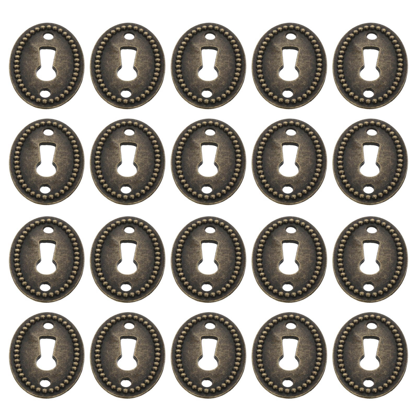 20pcs Oval Antique Keyhole Covers Ornamental Keyhole Escutcheon Plate for Drawer Cabinet