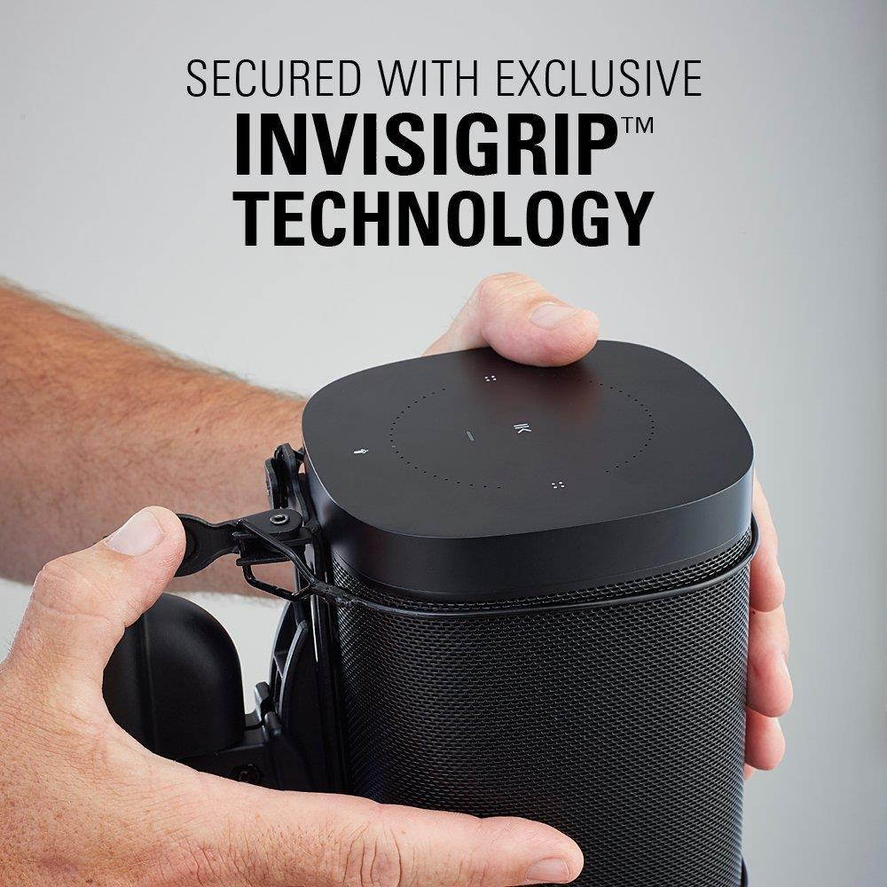 Sanus Adjustable Sonos Wall Mount for Sonos One, Play:1, Play:3 - Tool Free Tilt & Swivel Adjustments for Best Audio - Pair (Black)