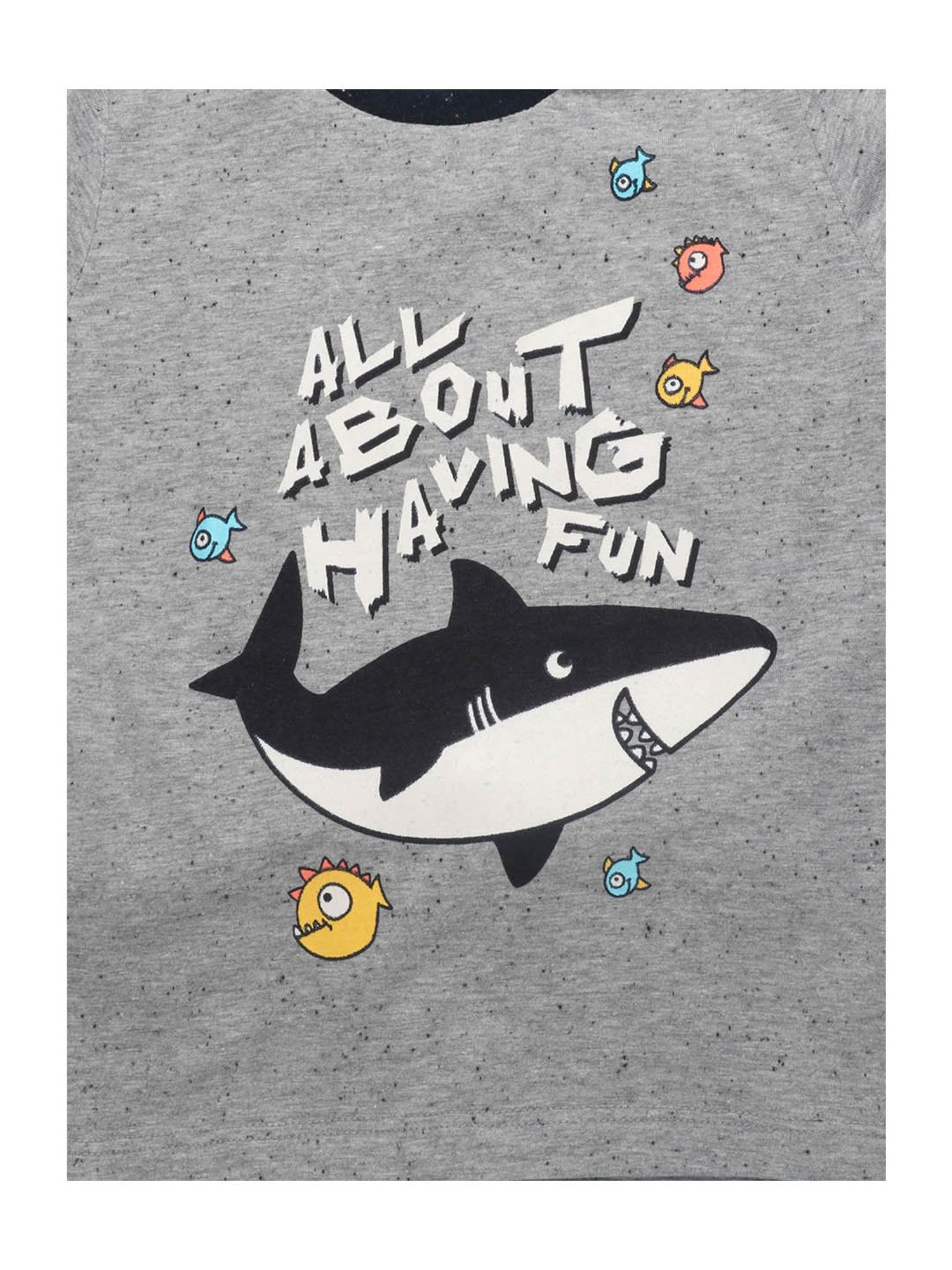 Lazy Shark Kids Grey & Blue Printed  T-Shirt with  Shorts