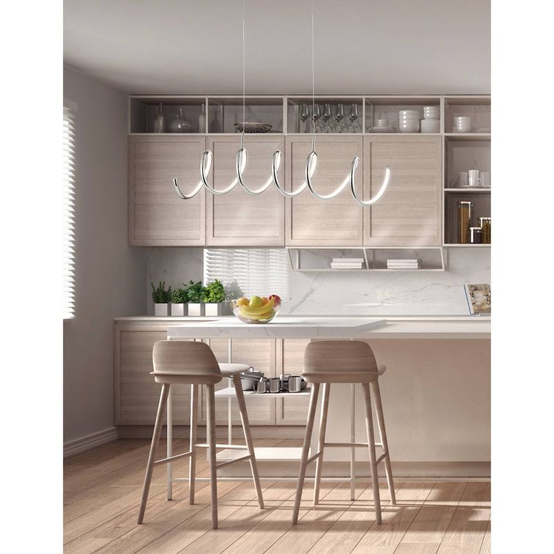 31" LED Dimmable Adjustable Metal Linear Pendant Chrome - Jonathan Y