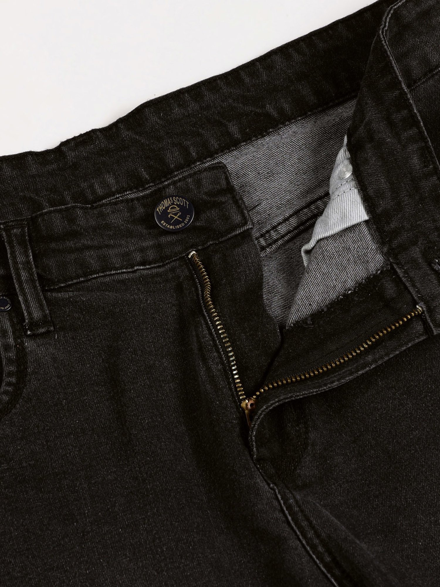 Thomas Scott Black Slim Fit Lightly Washed Jeans