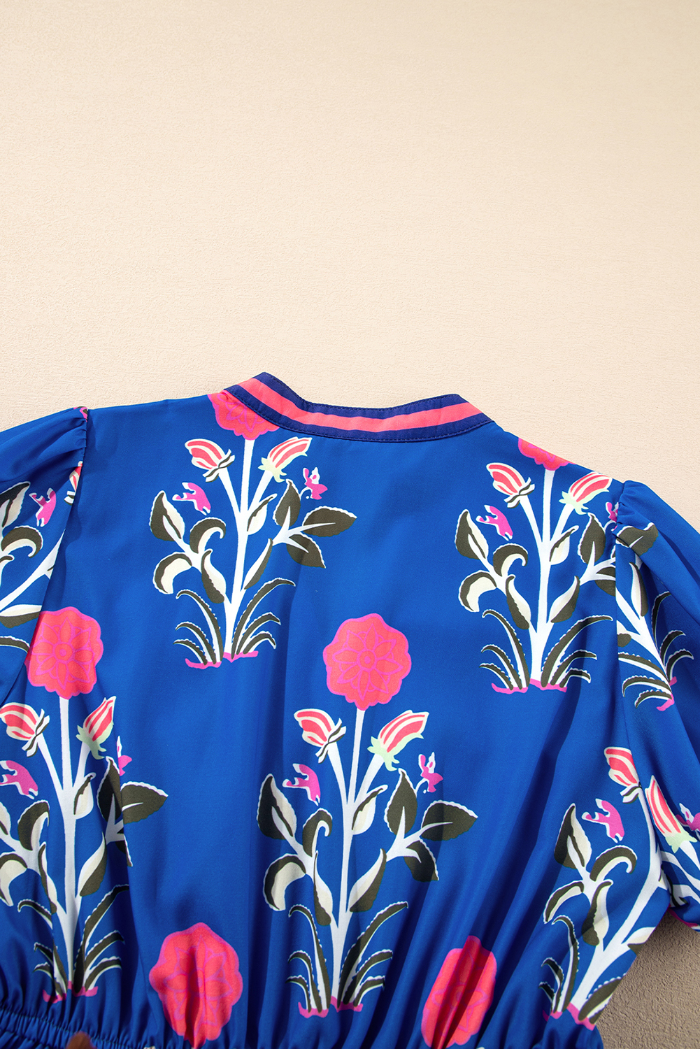 Multicolour Floral Print Split Neck Midi Dress