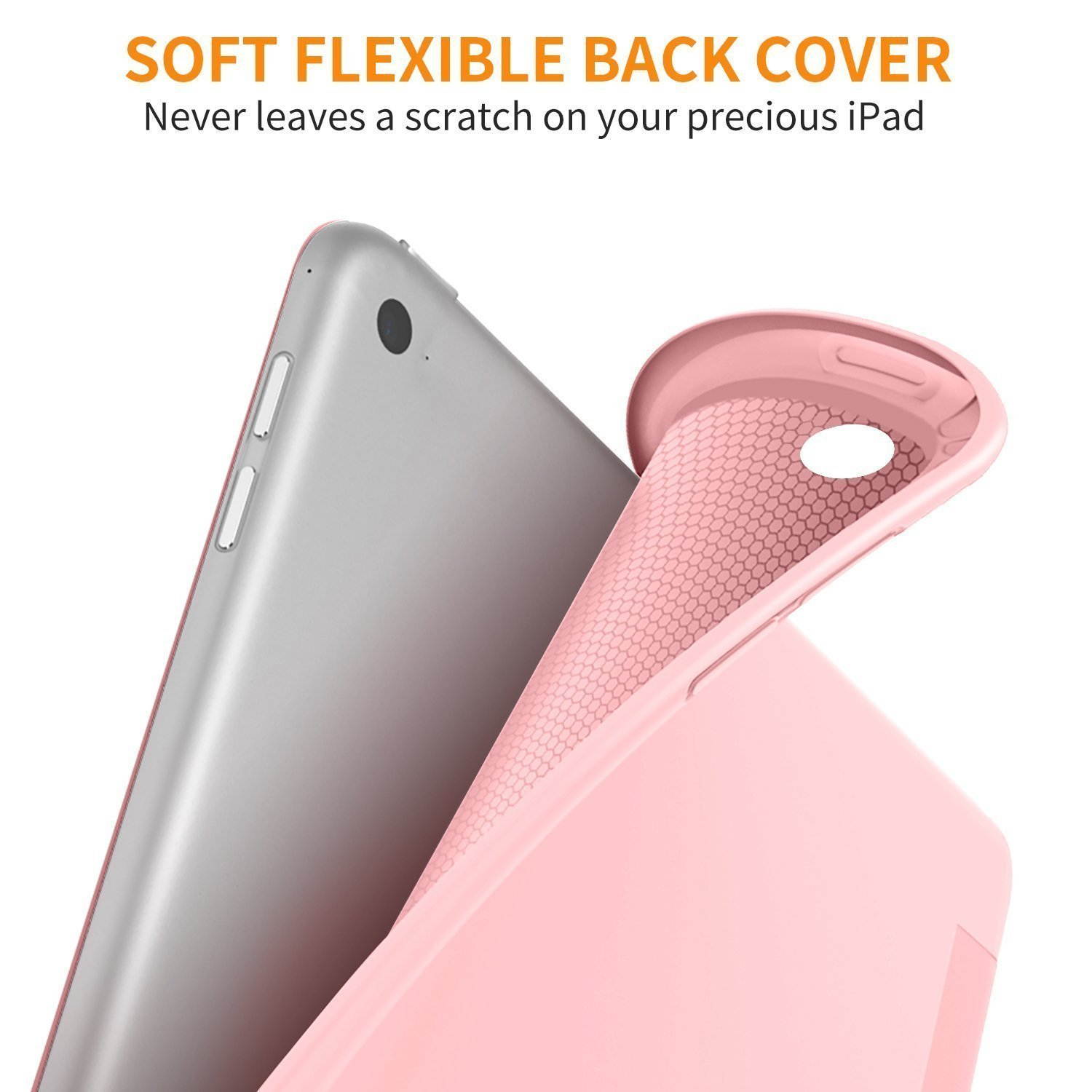 S-Tech iPad Mini 4 Case Slim Soft Silicone Smart Cover Tri fold Stand with Magnetic Auto Sleep/Wake Feature for Apple iPad Mini 4 Gen (Rosegold)