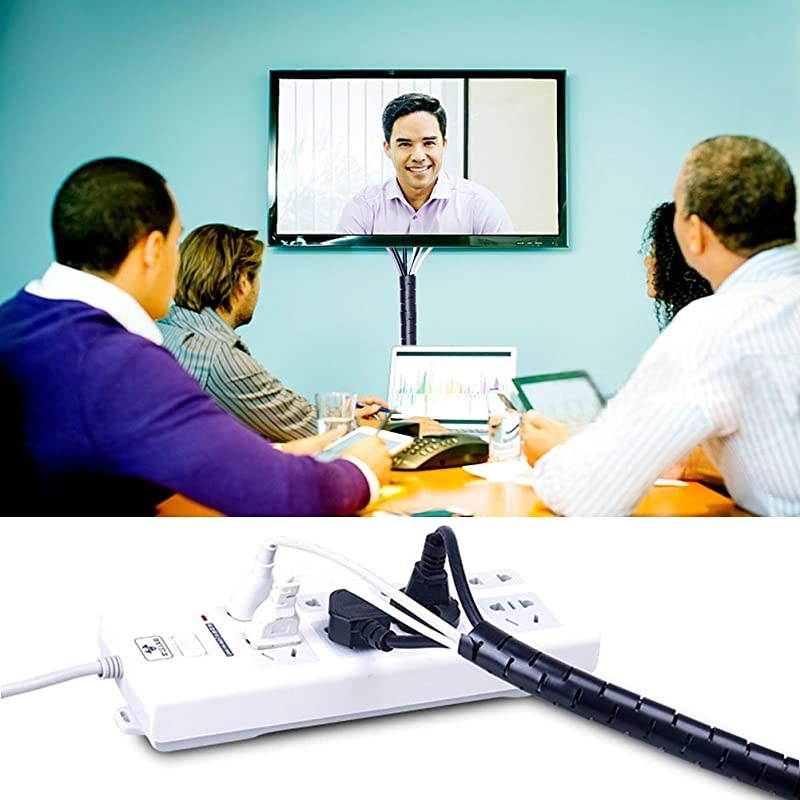 Black Cable Wire Organizer Cord Sleeve Management Cord Hider for Computer TV Desk  5 Feet EZ Cable Sleeve Bundler Flexible Expandable Home Office Management Wire Concealer with Clip Tool