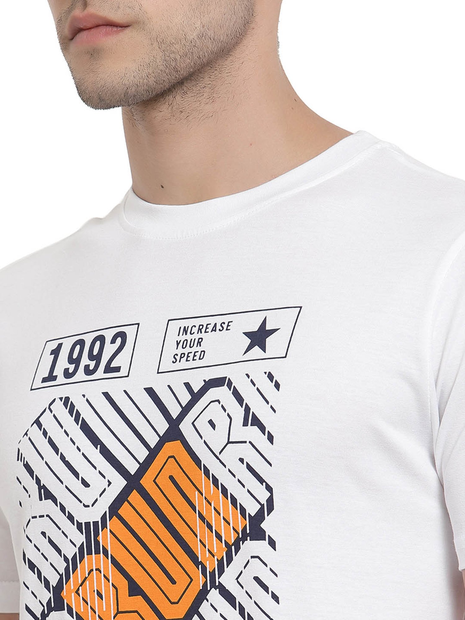 Proteens White Printed Round Neck T-Shirt